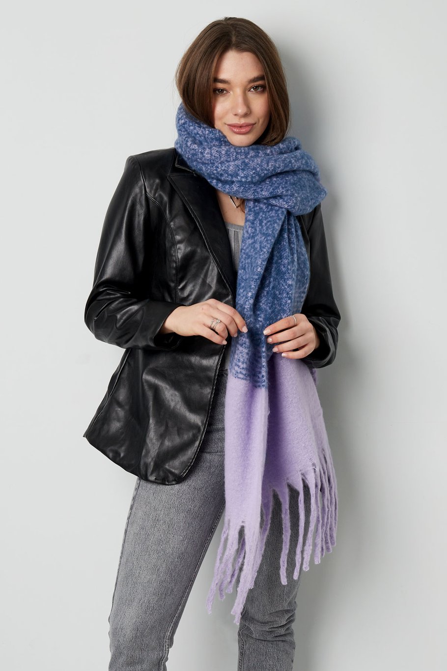 Bunter Schal beige schwarz Bild7